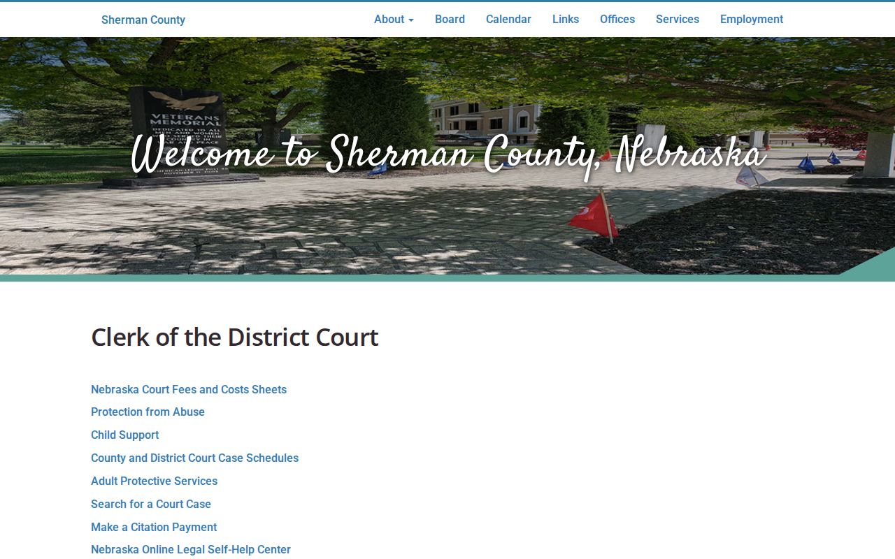 Sherman County Court links for warrant search