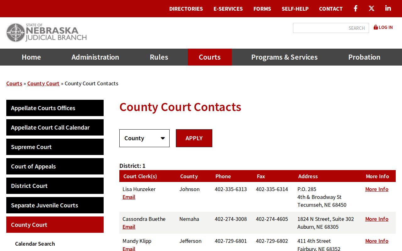 Sherman County court directory route for warrant lookup