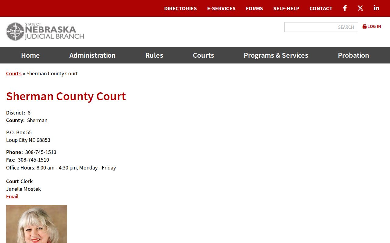 Sherman County Court contact information for warrant lookup