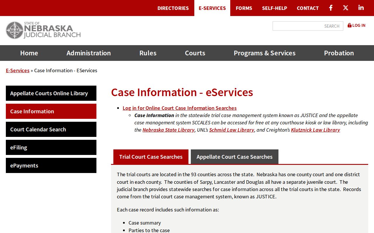Nebraska case search criteria for Sherman County bench warrant records