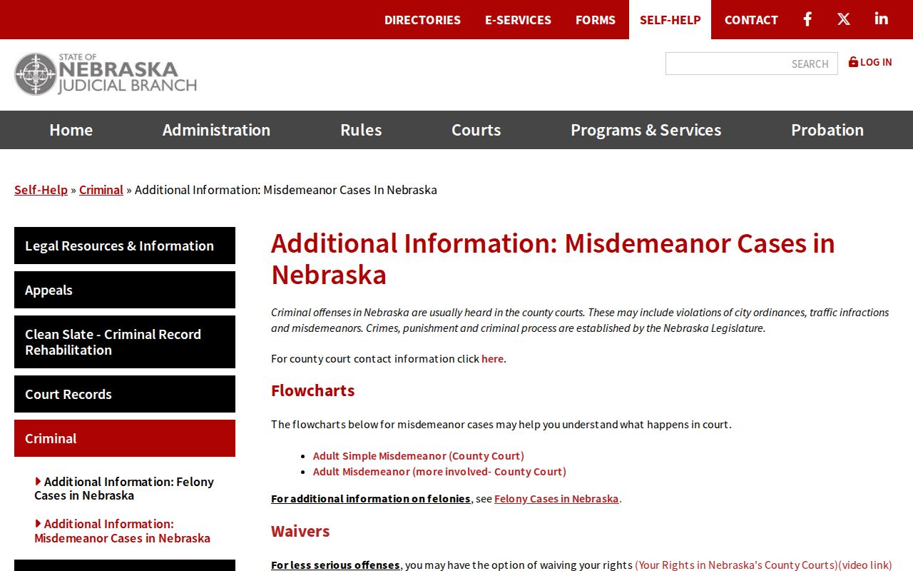 Nebraska County Court failure-to-appear guidance for traffic warrants