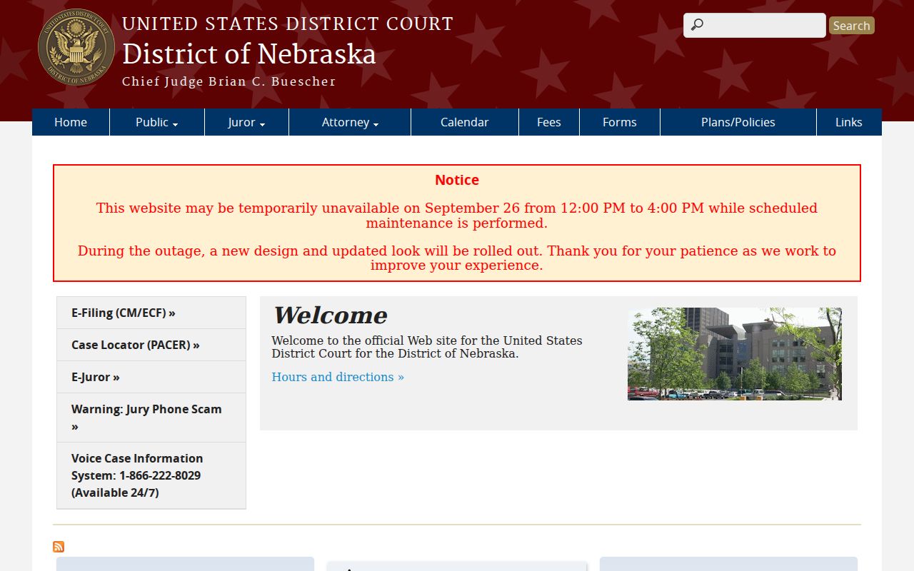 District of Nebraska federal court route for federal warrant information