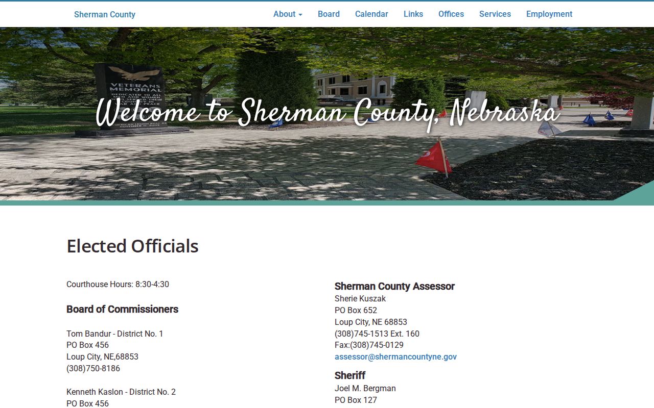 Sherman County official contact routing for warrant records