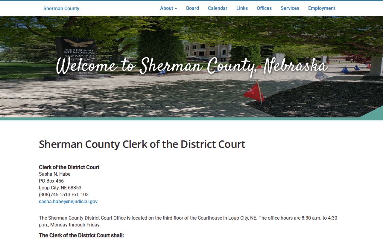 Sherman County District Court clerk route for warrant records