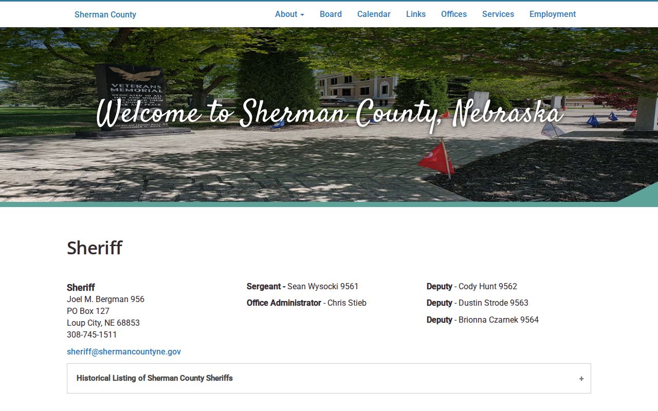 Sherman County Sheriff office for warrant service questions